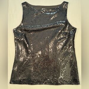 Ann Taylor Black Sequin Tank Top #harrystyles